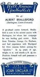 1938 John Sinclair Well Known Footballers (North Eastern Counties) #47 Albert Brallisford Back