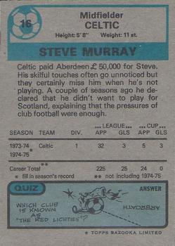 1975-76 Topps Footballers (Scottish, Blue Back) #16 Steve Murray Back