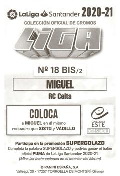 2020-21 Panini LaLiga Santander Este Stickers #18bis/2 Miguel Rodriguez Back