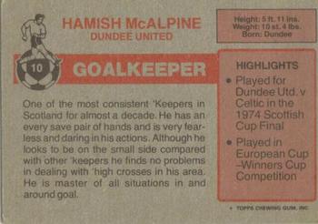 1976-77 Topps Footballers (Scottish, Red backs) #10 Hamish McAlpine Back