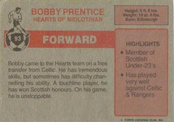 1976-77 Topps Footballers (Scottish, Red backs) #93 Bobby Prentice Back