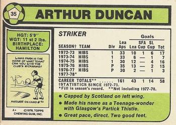 1978-79 Topps Footballers (Scottish, Green backs) #35 Arthur Duncan Back