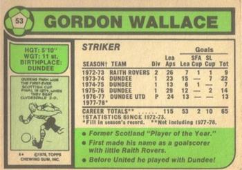 1978-79 Topps Footballers (Scottish, Green backs) #53 Gordon Wallace Back