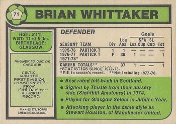 1978-79 Topps Footballers (Scottish, Green backs) #71 Brian Whittaker Back