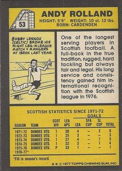 1977-78 Topps Footballers (Scottish, Yellow backs) #53 Andy Rolland Back