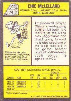 1977-78 Topps Footballers (Scottish, Yellow backs) #74 Chic McLelland Back