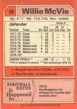 1979-80 Topps Footballers (Scottish, Red backs) #26 Willie McVie Back