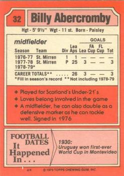 1979-80 Topps Footballers (Scottish, Red backs) #32 Billy Abercromby Back