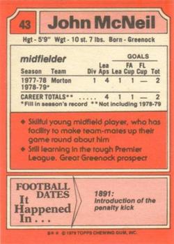 1979-80 Topps Footballers (Scottish, Red backs) #43 John McNeil Back
