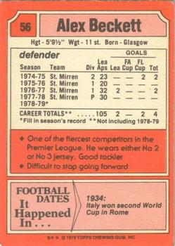 1979-80 Topps Footballers (Scottish, Red backs) #56 Alex Beckett Back