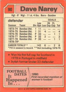 1979-80 Topps Footballers (Scottish, Red backs) #90 Dave Narey Back