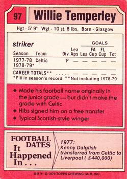 1979-80 Topps Footballers (Scottish, Red backs) #97 Willie Temperley Back