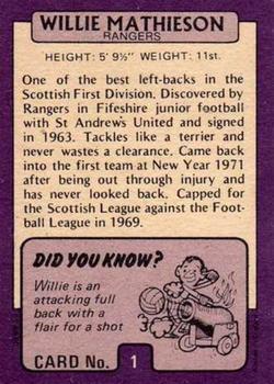 1971-72 A&BC Footballers (Scottish, Purple backs) #1 Willie Mathieson Back