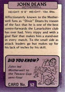 1971-72 A&BC Footballers (Scottish, Purple backs) #52 John Deans Back