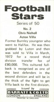 1973-74 Barratt & Co. Football Stars #2 Chris Nicholl Back