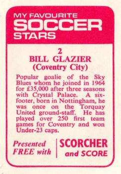 1971-72 IPC Magazines My Favorite Soccer Stars (Scorcher and Score) #2 Bill Glazier Back