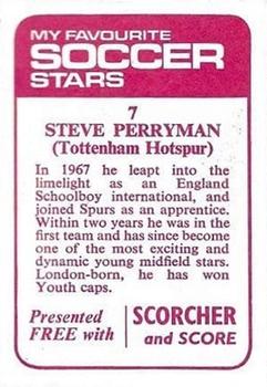 1971-72 IPC Magazines My Favorite Soccer Stars (Scorcher and Score) #7 Steve Perryman Back