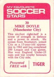 1971-72 IPC Magazines My Favorite Soccer Stars (Tiger) #30 Mike Doyle Back