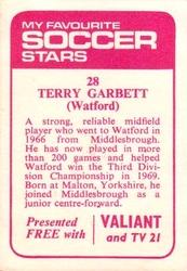 1971-72 IPC Magazines My Favorite Soccer Stars (Valiant and TV 21) #28 Terry Garbett Back