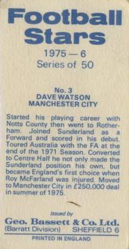 1975-76 Bassett & Co. Football Stars #3 Dave Watson Back