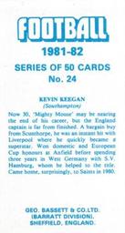 1981-82 Bassett & Co. Football #24 Kevin Keegan Back