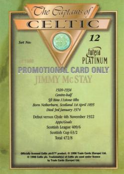 1998 Futera Platinum The Captains of Celtic - Promo Set #12 Jimmy McStay Back