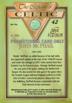 1998 Futera Platinum The Captains of Celtic - Promo Set #42 John McPhail Back