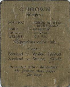 1932 D.C. Thomson Star Footballers (Scottish) #NNO George Brown Back