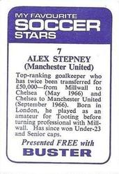 1969-70 IPC Magazines My Favorite Soccer Stars (Buster) #7 Alex Stepney Back