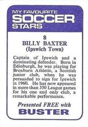 1969-70 IPC Magazines My Favorite Soccer Stars (Buster) #8 Billy Baxter Back
