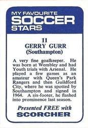 1969-70 IPC Magazines My Favorite Soccer Stars (Scorcher) #11 Gerry Gurr Back