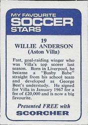 1969-70 IPC Magazines My Favorite Soccer Stars (Scorcher) #19 Willie Anderson Back
