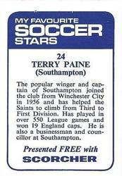 1969-70 IPC Magazines My Favorite Soccer Stars (Scorcher) #24 Terry Paine Back