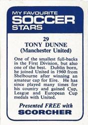 1969-70 IPC Magazines My Favorite Soccer Stars (Scorcher) #29 Tony Dunne Back