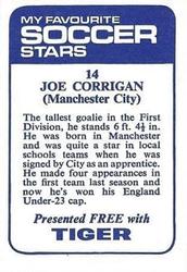 1969-70 IPC Magazines My Favorite Soccer Stars (Tiger) #14 Joe Corrigan Back
