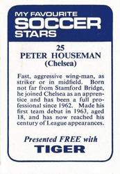 1969-70 IPC Magazines My Favorite Soccer Stars (Tiger) #25 Peter Houseman Back