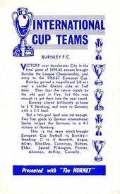 1963-64 D.C. Thomson / The Hornet International Cup Teams #NNO Burnley F.C. Back