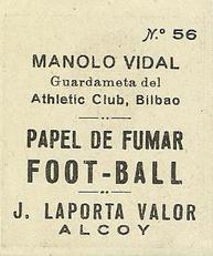 1924 J. Laporta Valor #56 Manolo Vidal Back