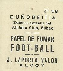 1924 J. Laporta Valor #58 Alberto Duñobeitia Back