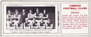 1963-64 Ty-Phoo Famous Football Clubs 1st Series (Packet) #5 Burnley Front
