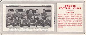 1963-64 Ty-Phoo Famous Football Clubs 1st Series (Packet) #7 Chelsea Front