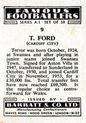 1953 Barratt & Co. Famous Footballers (A1) #9 Trevor Ford Back