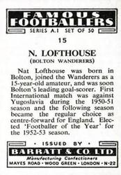 1953 Barratt & Co. Famous Footballers (A1) #15 Nat Lofthouse Back
