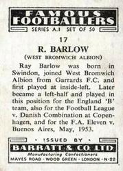 1953 Barratt & Co. Famous Footballers (A1) #17 Ray Barlow Back
