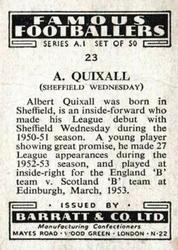 1953 Barratt & Co. Famous Footballers (A1) #23 Albert Quixall Back
