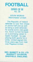 1982-83 Bassett & Co. Football #33 Kevin Moran Back