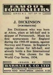 1954 Barratt & Co. Famous Footballers (A2) #30 Jimmy Dickinson Back