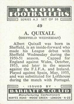 1955 Barratt & Co. Famous Footballers (A3) #49 Albert Quixall Back
