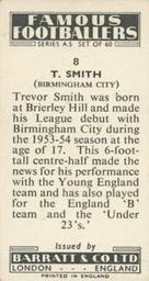1957 Barratt & Co. Famous Footballers (A5) #8 Trevor Smith Back