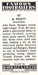 1957 Barratt & Co. Famous Footballers (A5) #47 Alex Scott Back